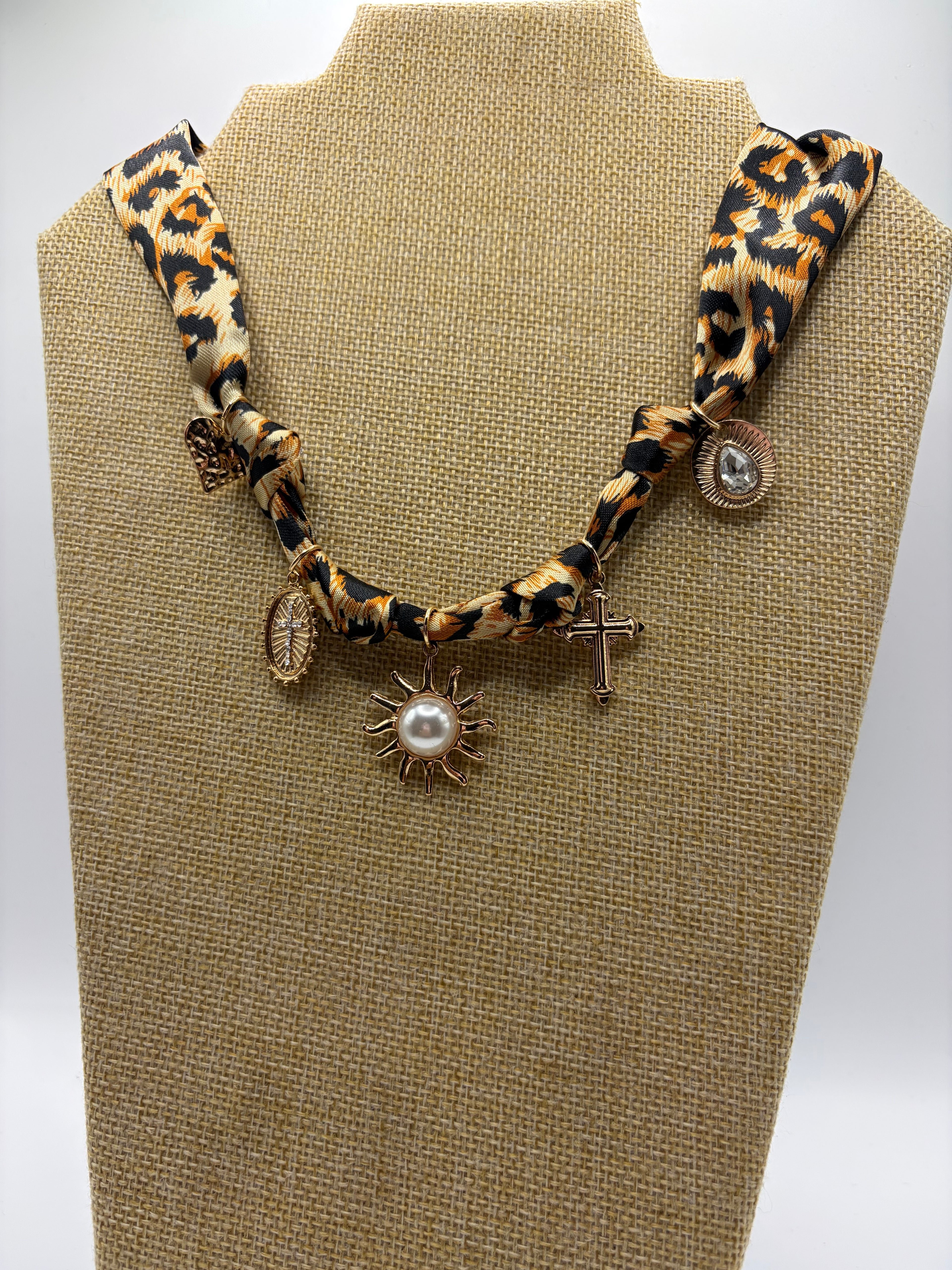 Cheetah Print Scarf Necklace
