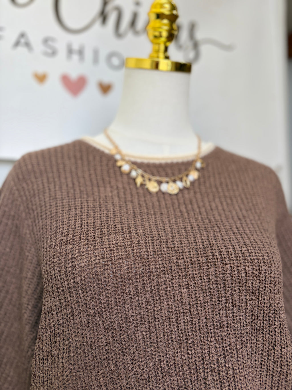 Mocha Ribbed Knit Sweater