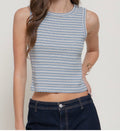 Crew neck stripe tank top
