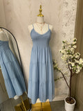 Blue thin strap dress