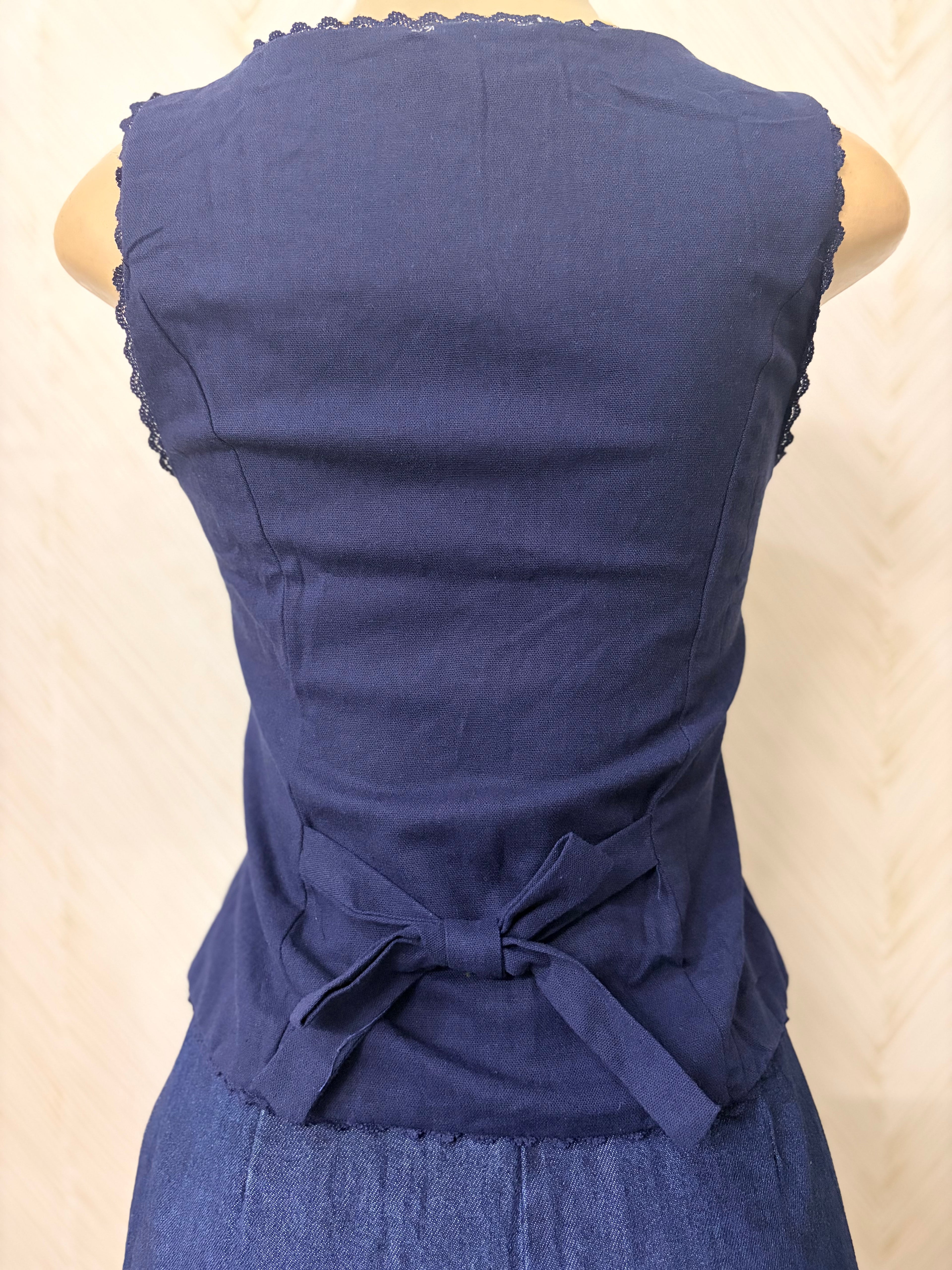 Navy Scallop Sleeveless Vest top