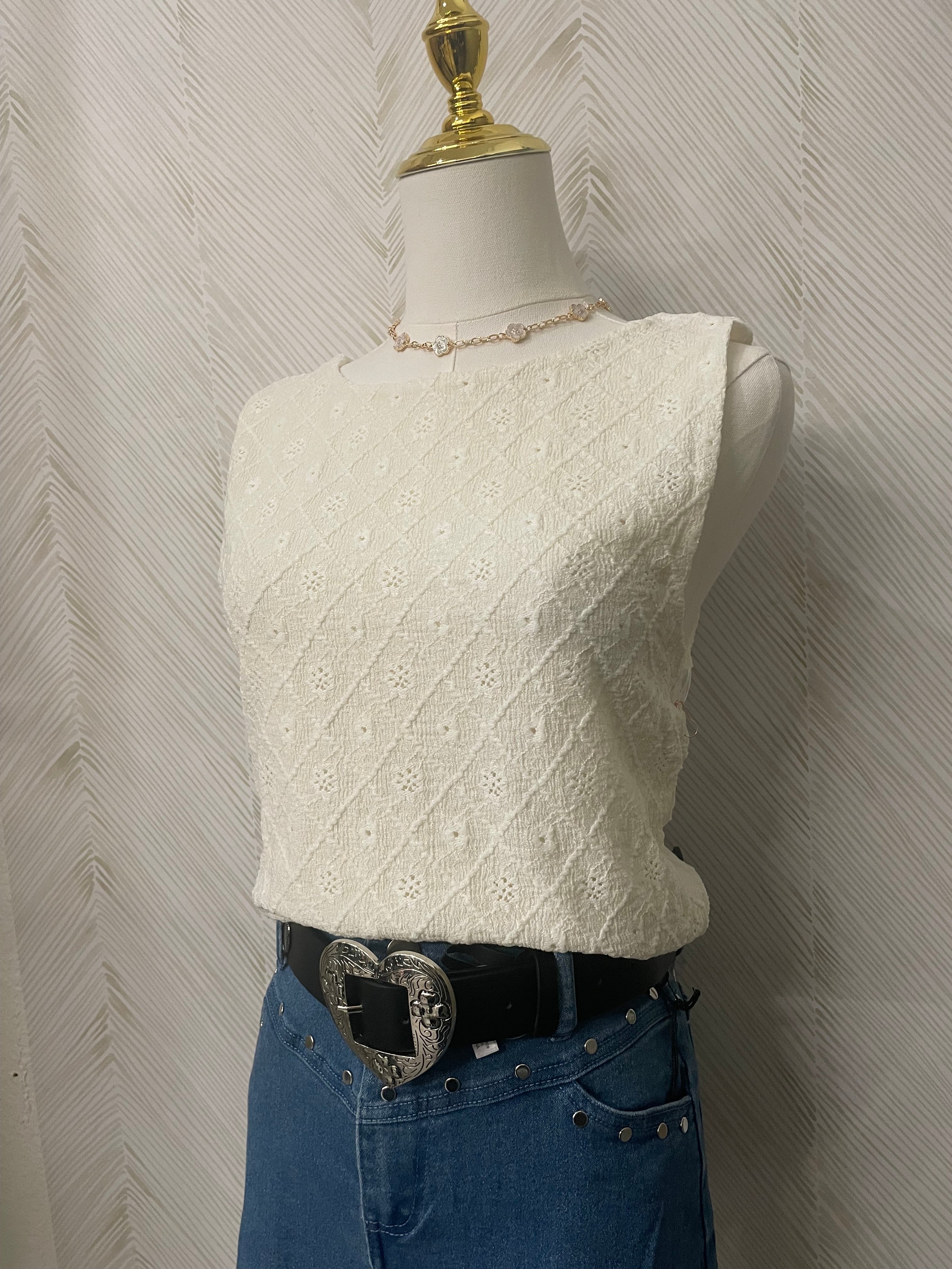 Pointelle double-layer top
