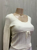 Cream Ribbon Sweater Top