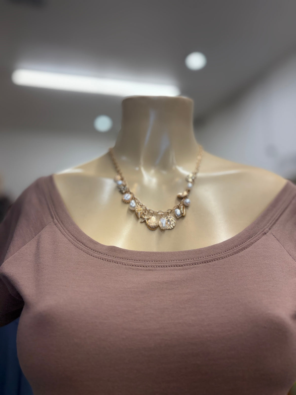 Espresso Nude Off shoulder Ragland Top