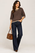 Mocha Ribbed Knit Sweater