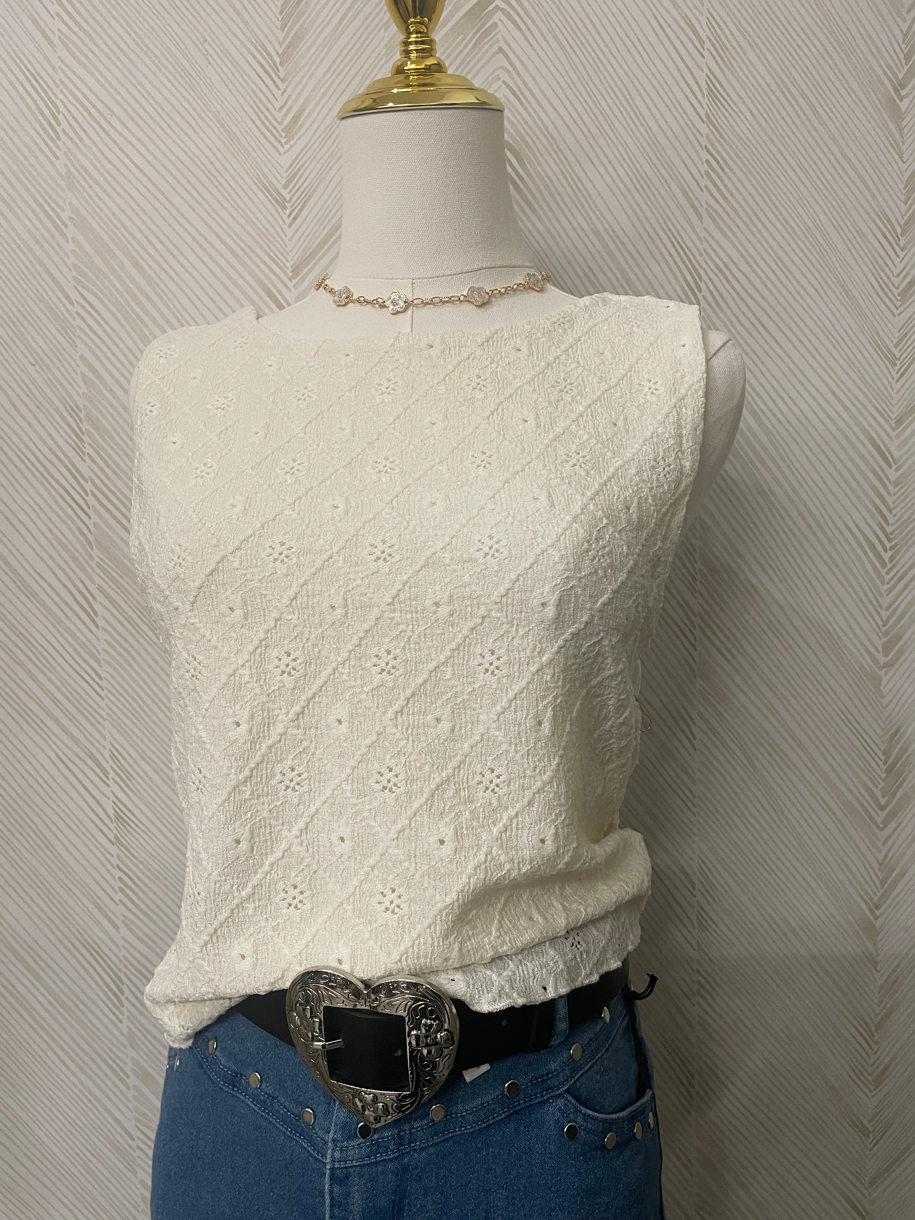 Pointelle double-layer top