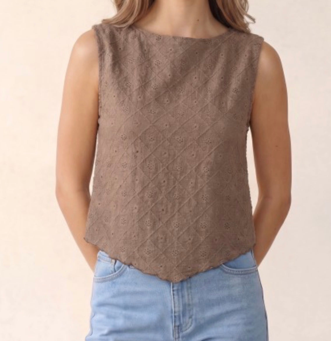 Pointelle double-layer top