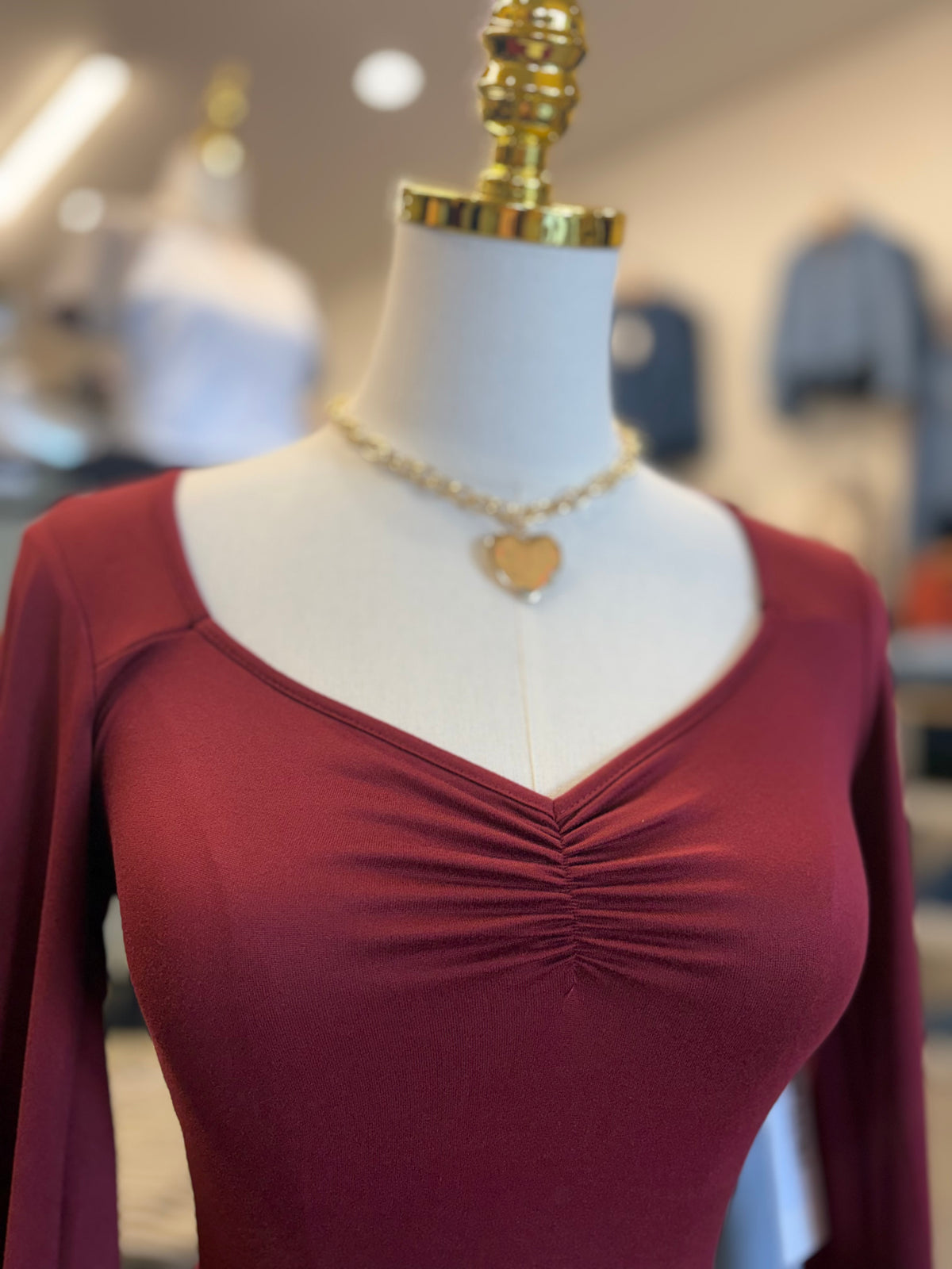 Garnet sweetheart long sleeve top