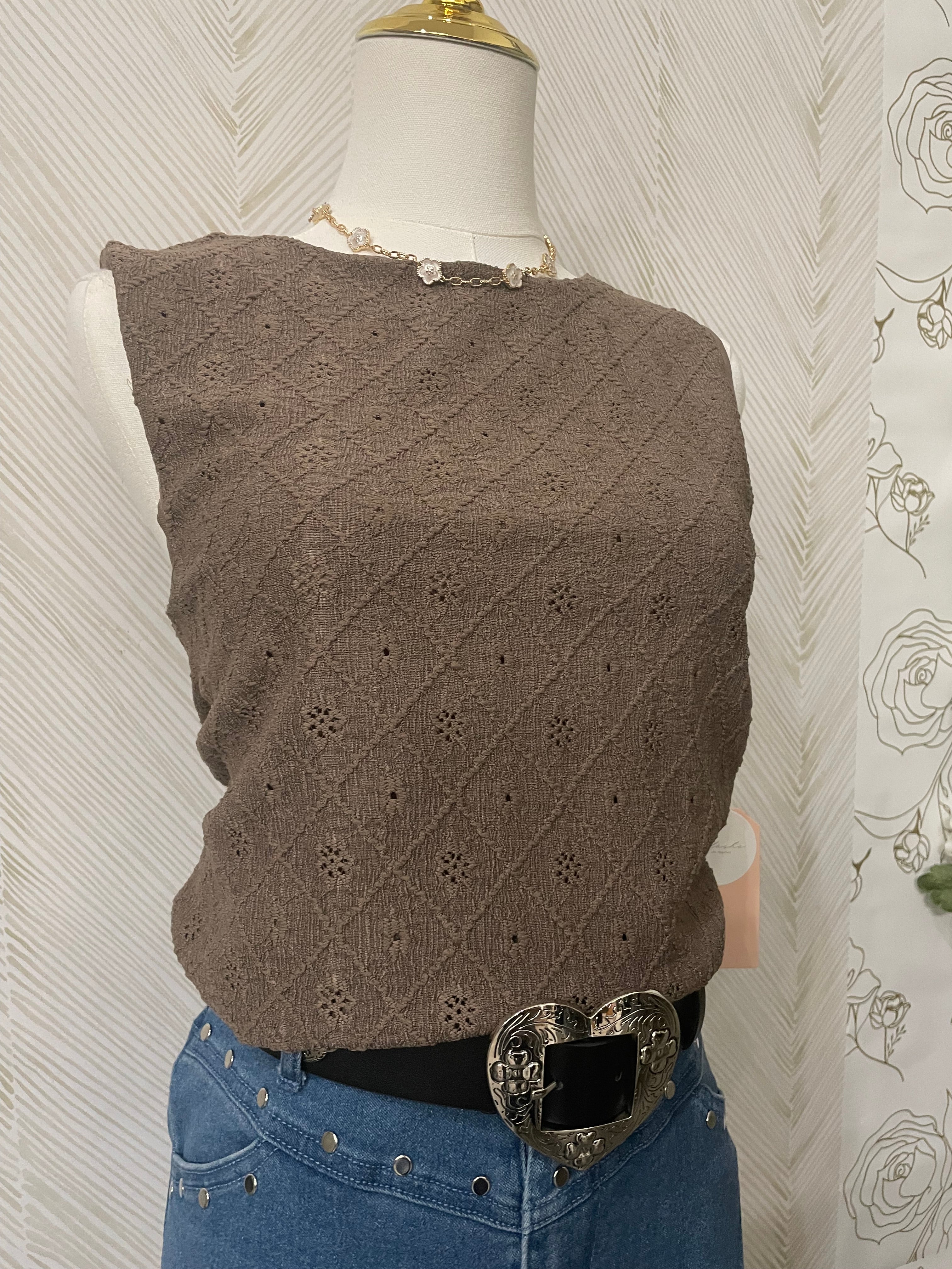 Pointelle double-layer top
