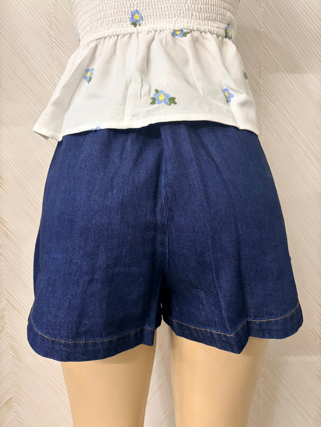 Gold button Dark Denim Mini Skort