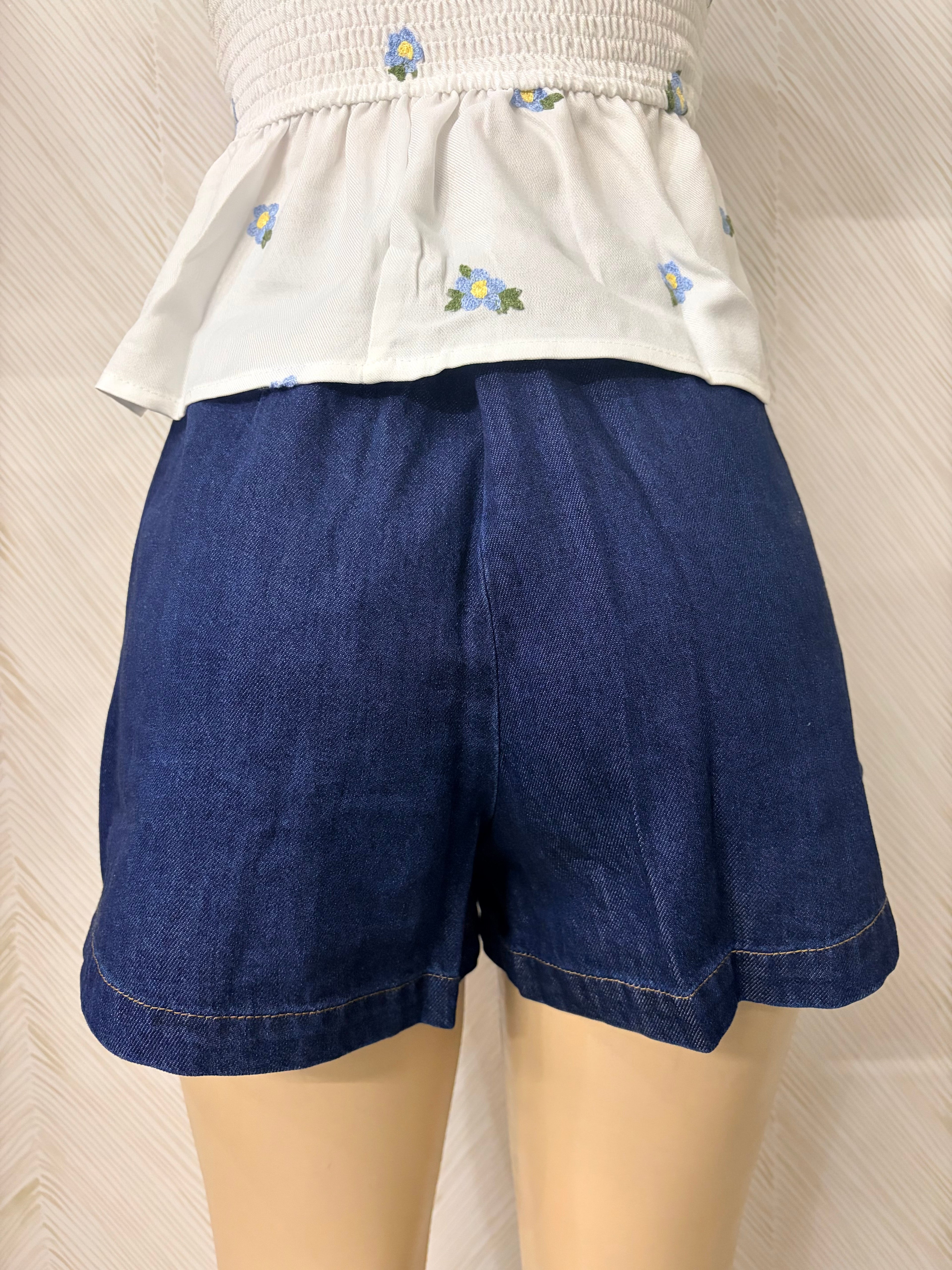 Gold button Dark Denim Mini Skort