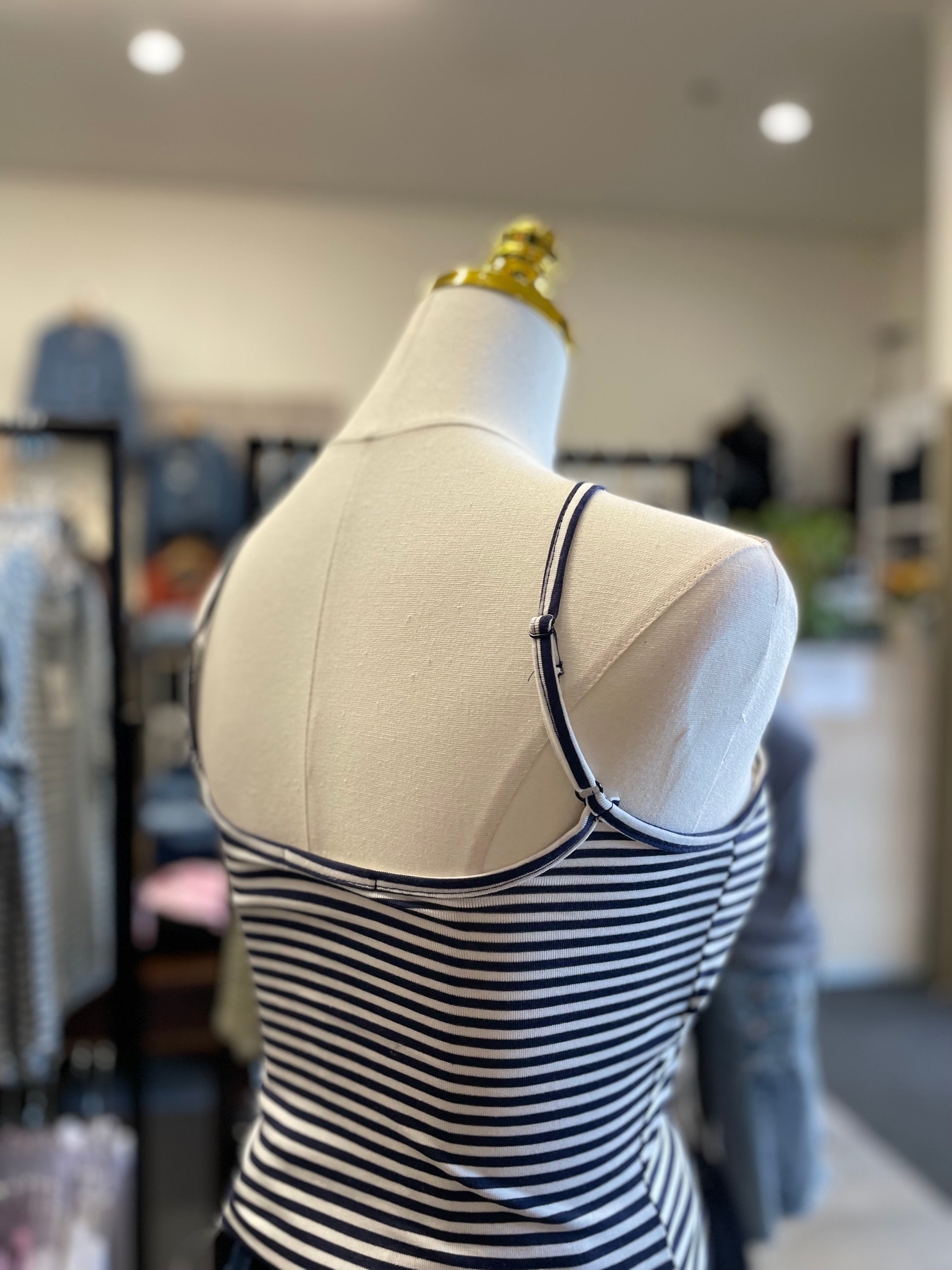 Navy/Wht Built in bra cami