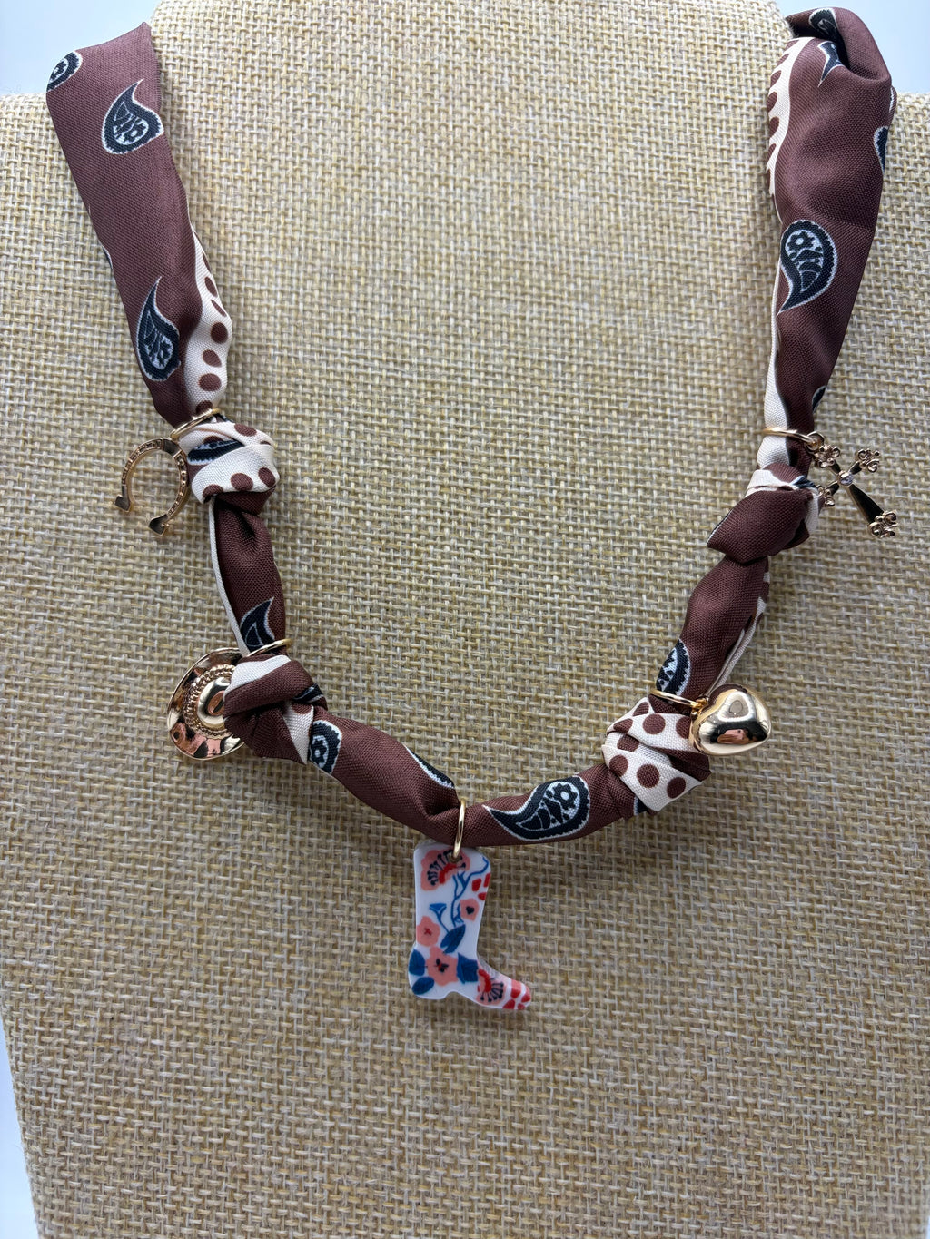 Brown Western Scarf Necklace