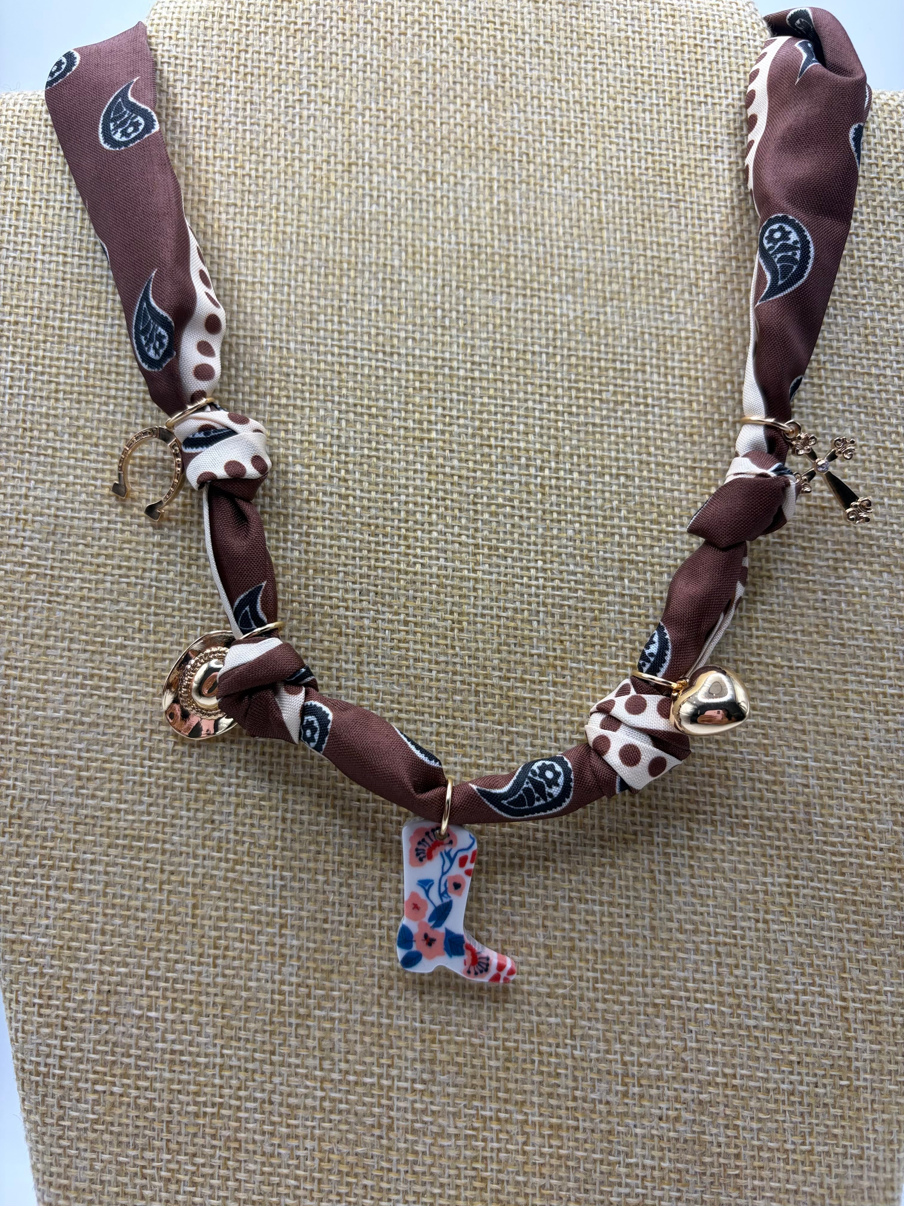 Brown Western Scarf Necklace