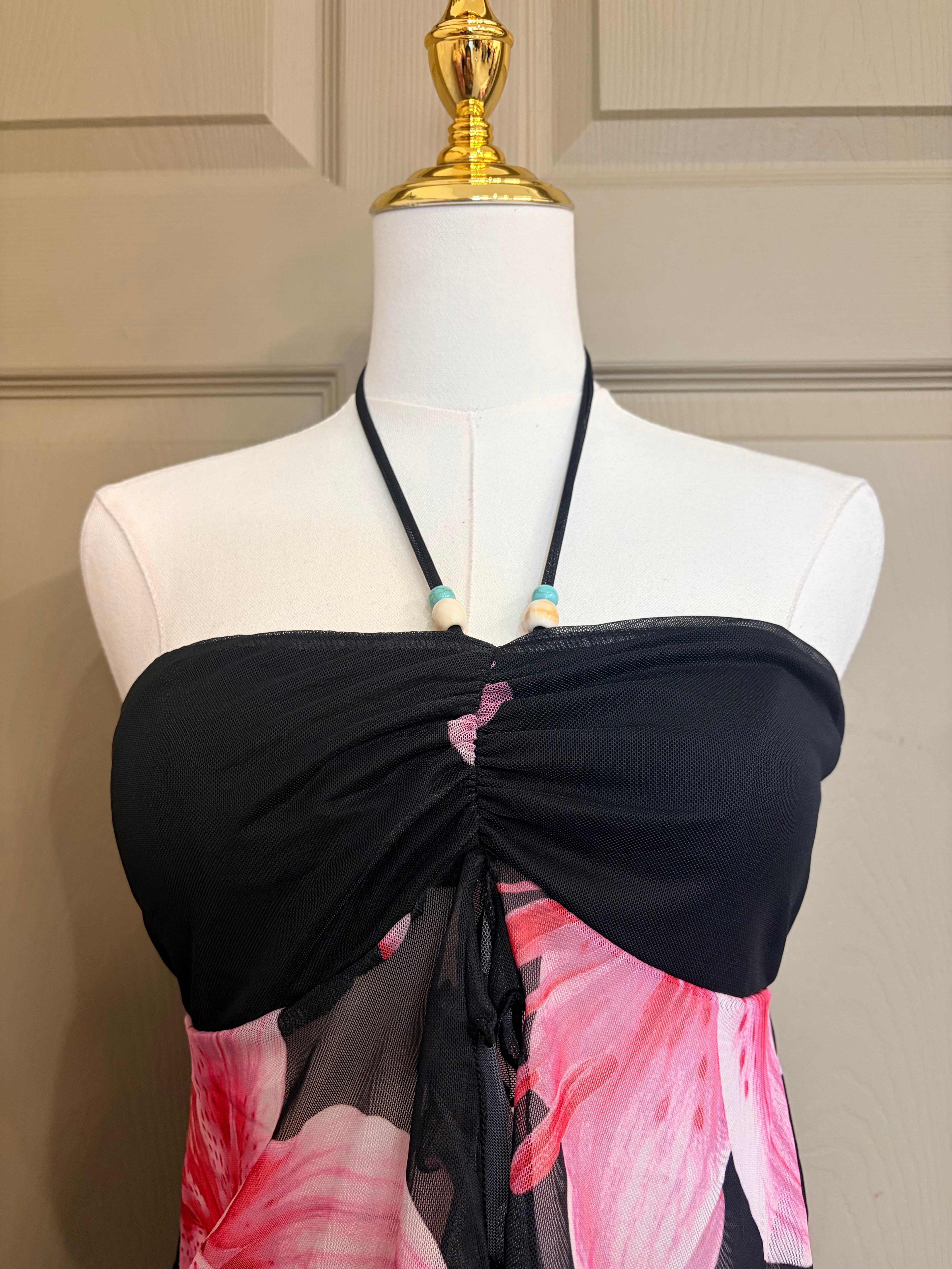 Black Bandeu Embelished Top