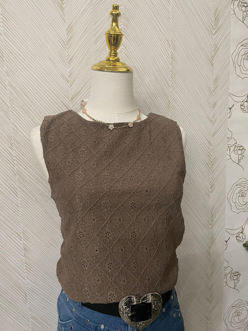Pointelle double-layer top