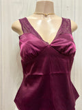 Wine Lace Trim Satin Top