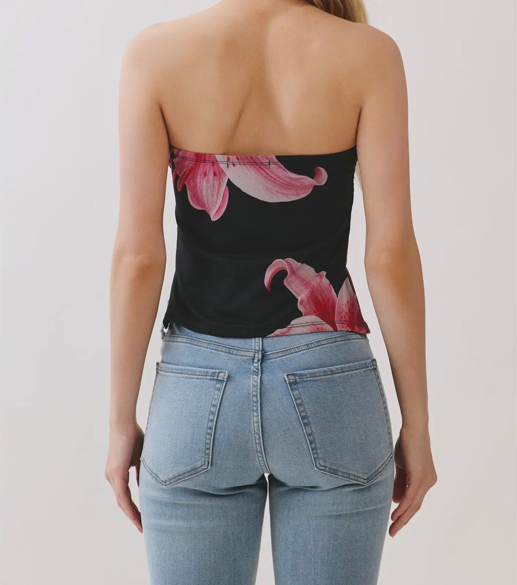 Lily Detail Black Tube Top