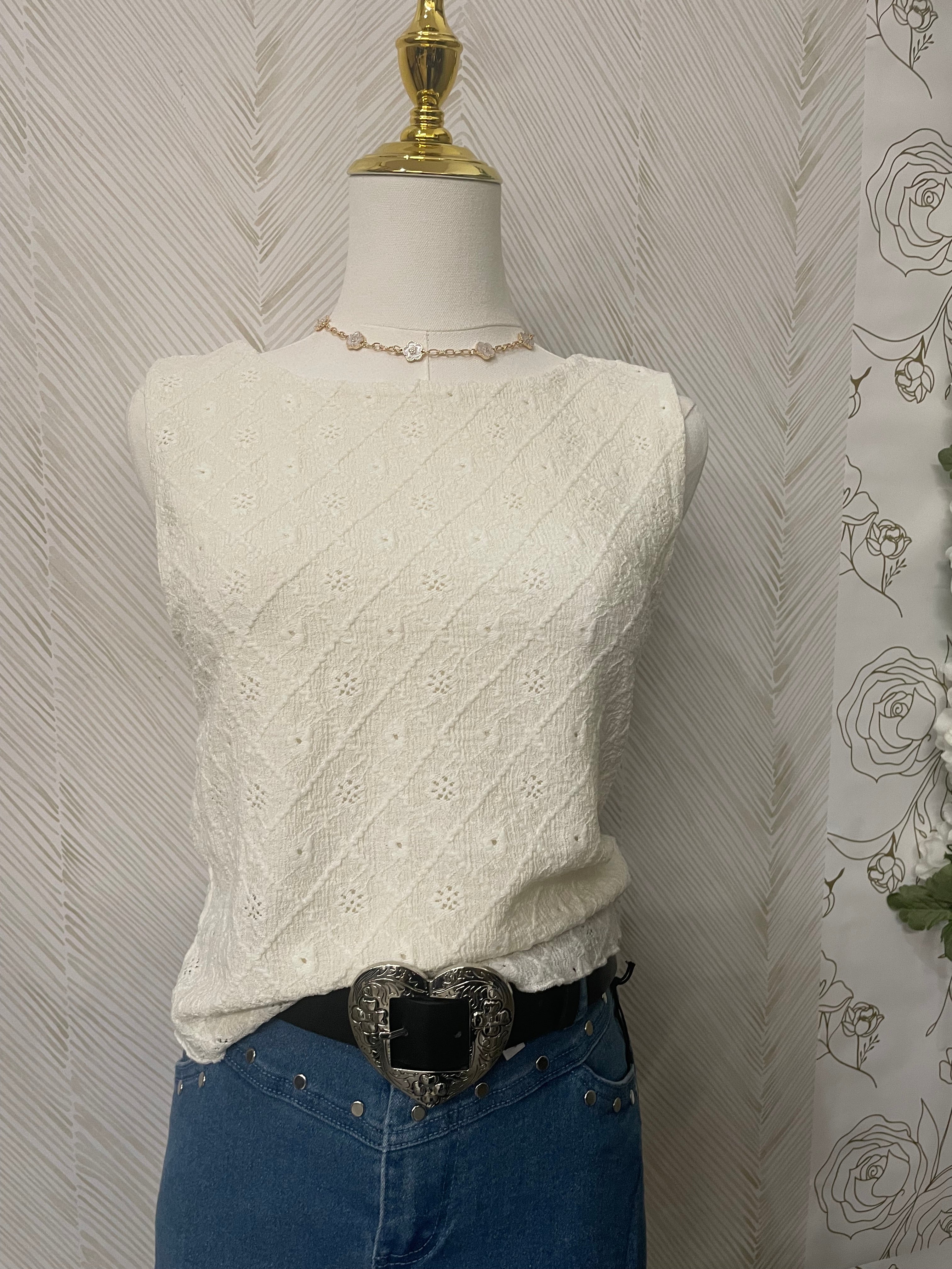 Pointelle double-layer top