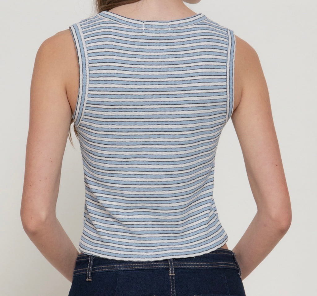 Crew neck stripe tank top