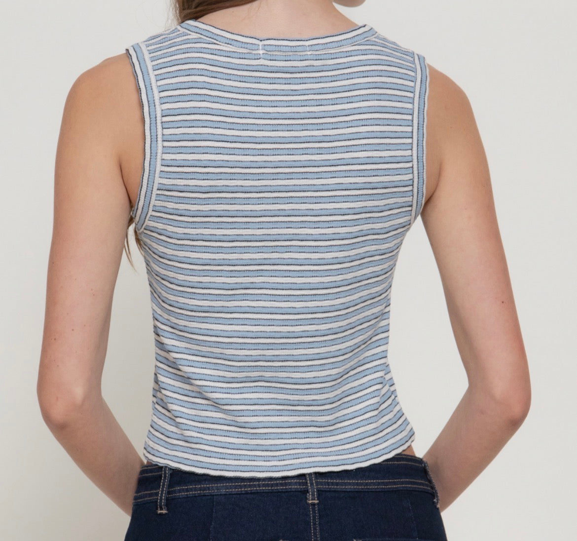 Crew neck stripe tank top