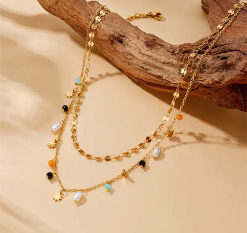 18k stainless steel colorful necklace
