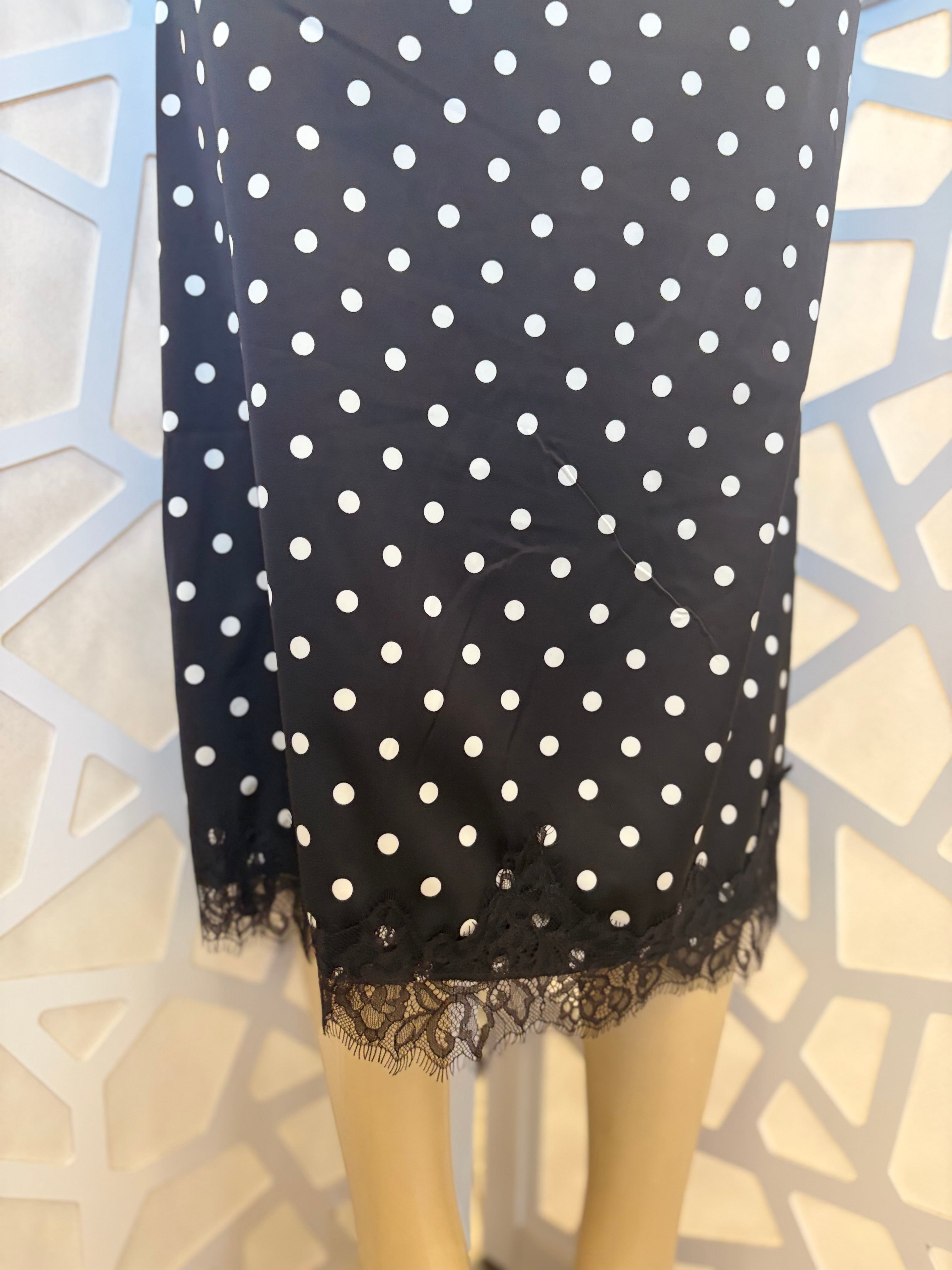 Black Polka Dot Midi Skirt