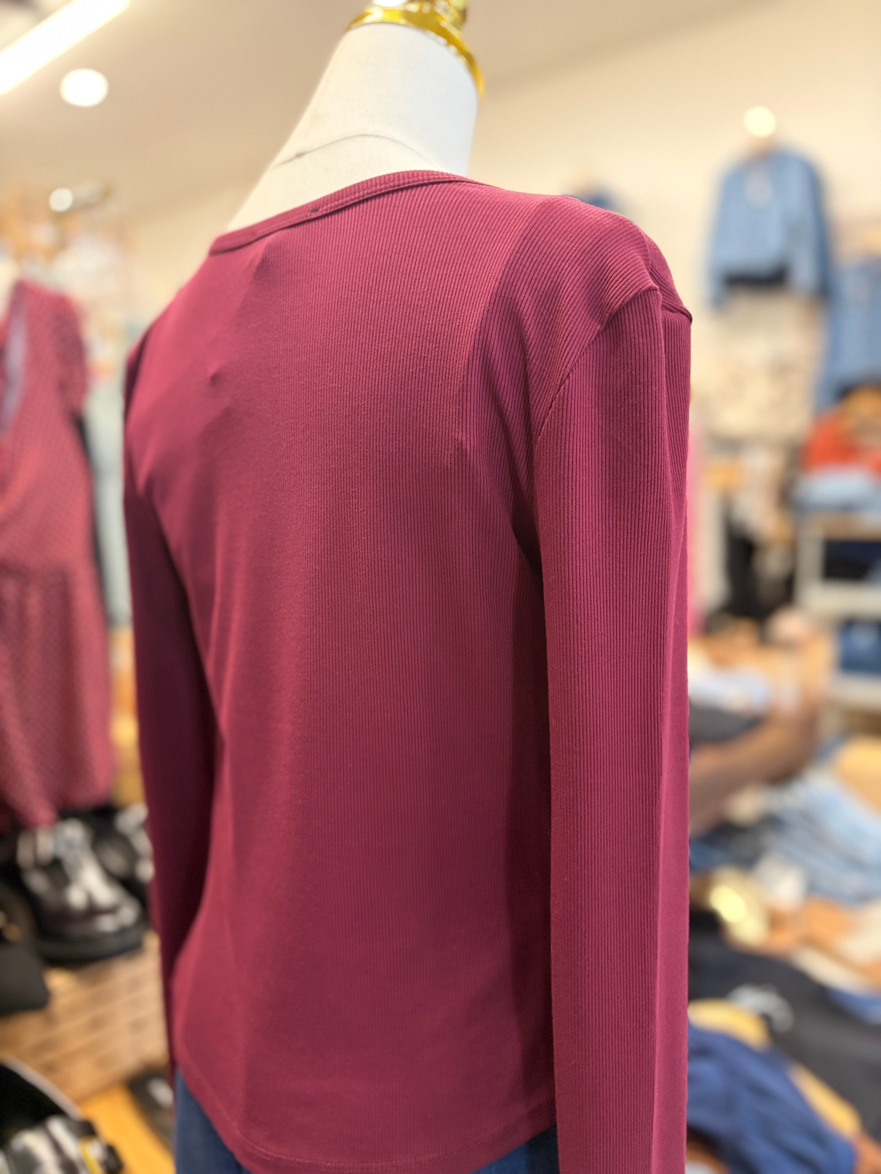 Burgundy Button Up Long Sleeve