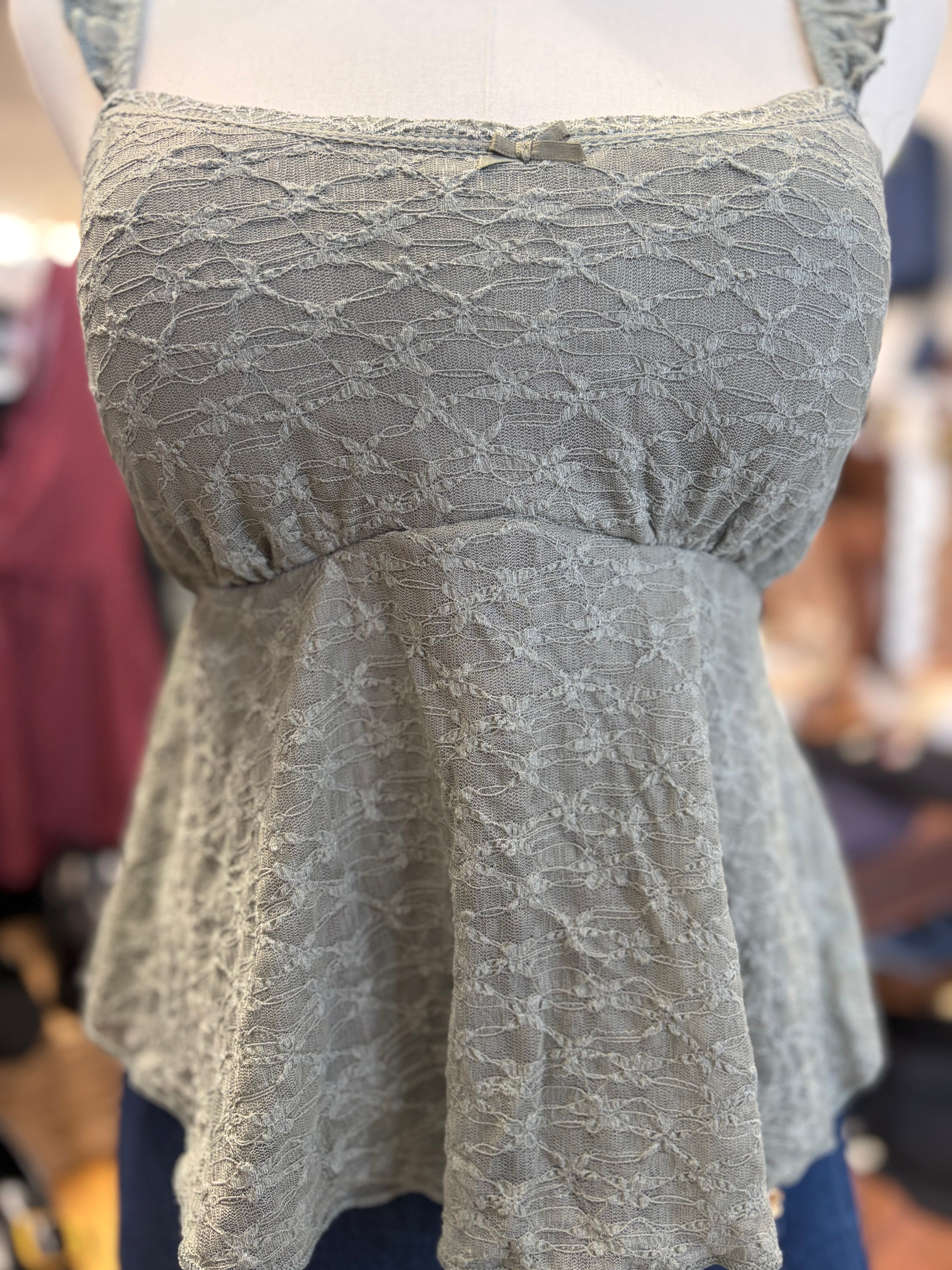 Olive Flutter Sleeve Trimmed Tank