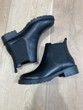 Black low-heel ankle booties