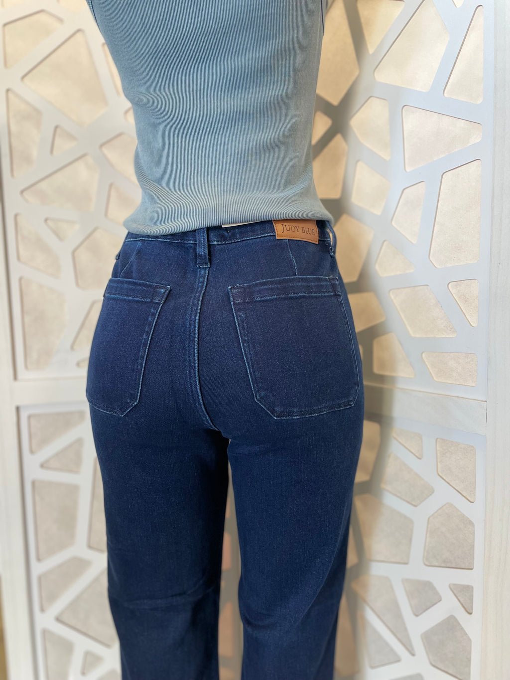 JB Dark HW Knee Patch Straight Jean