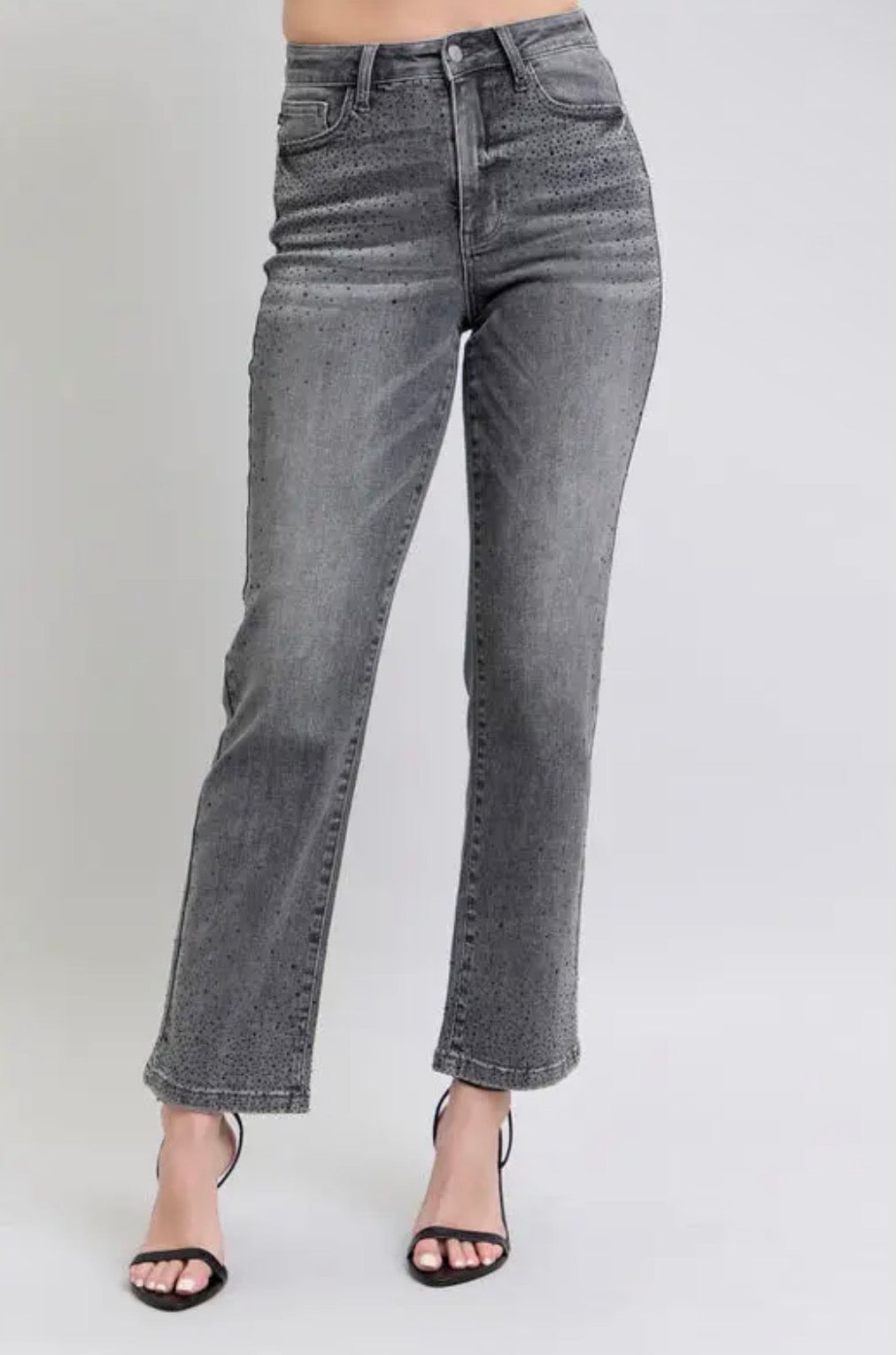 JB Grey HW Rhinestone Straight