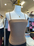 Slit Brown Rib Cami Top