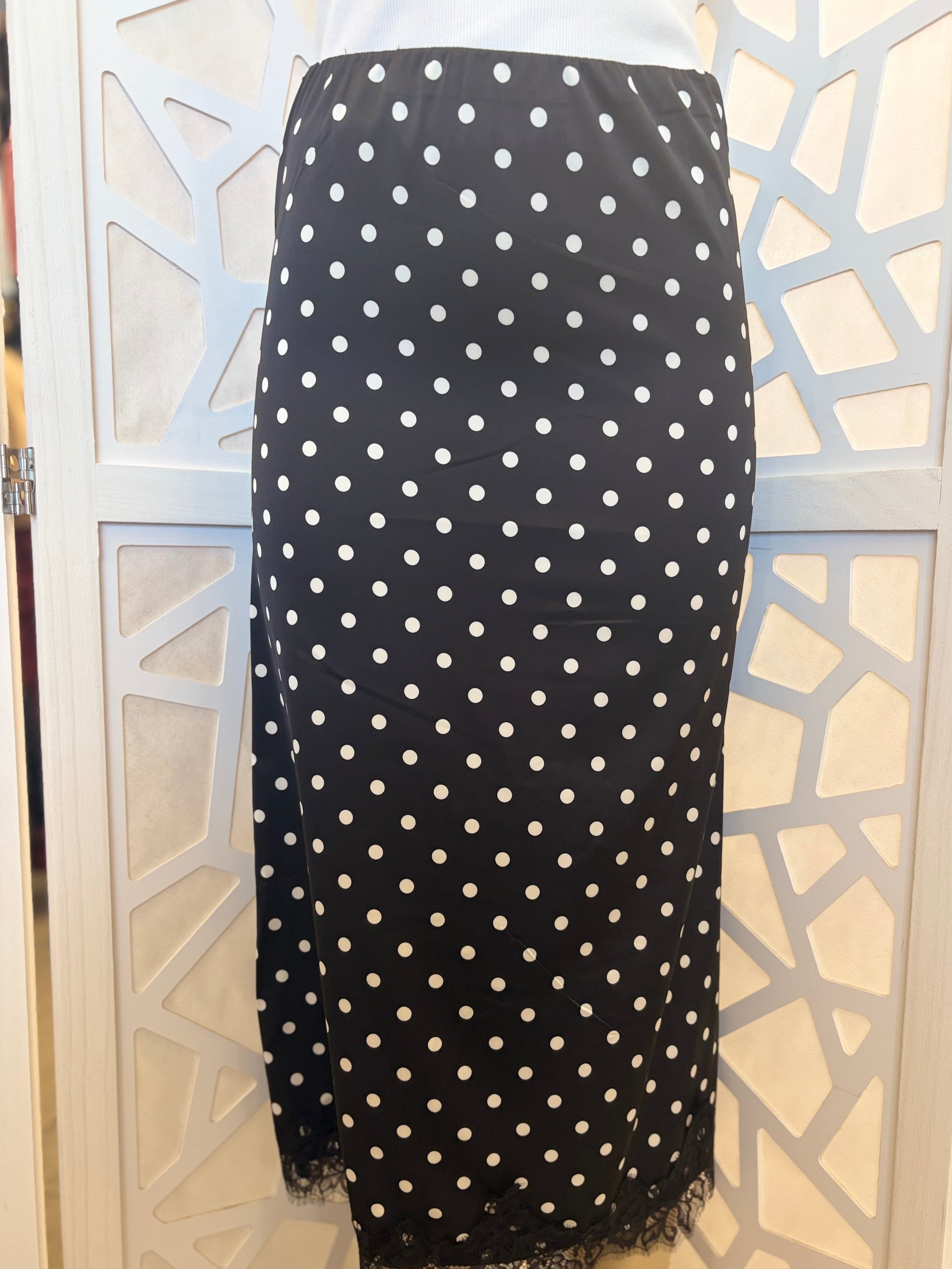 Black Polka Dot Midi Skirt