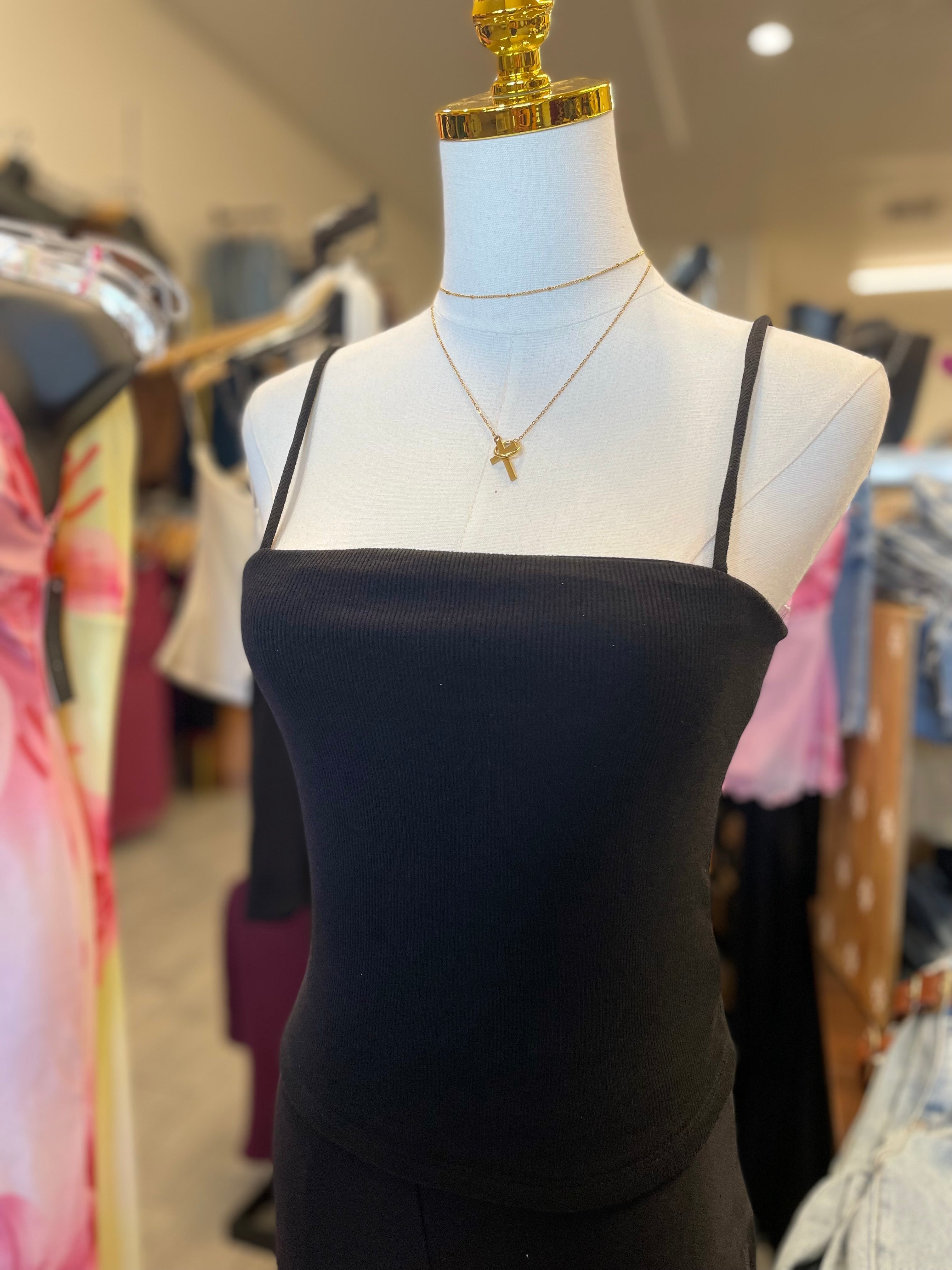 Black Rib Cami Top