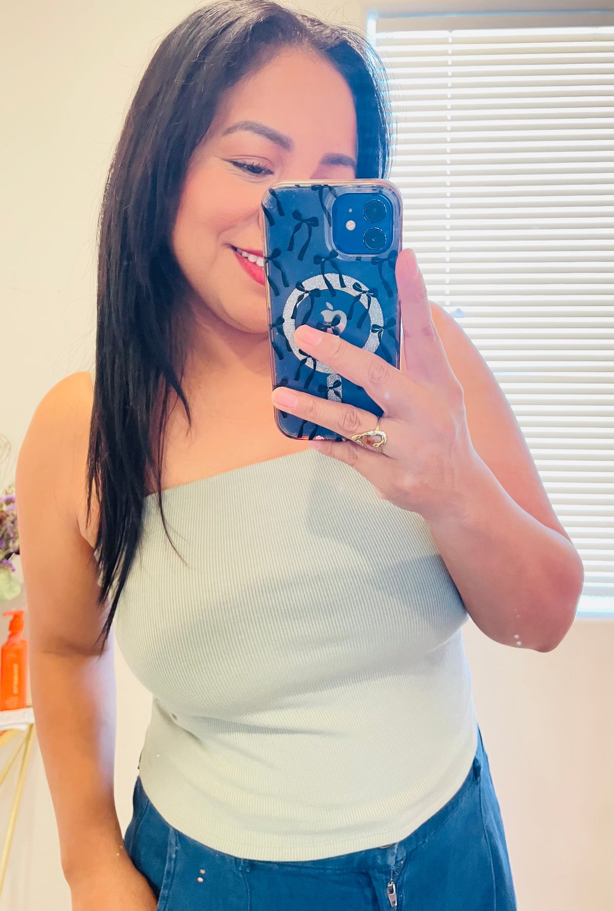Mint Straight neck cami top