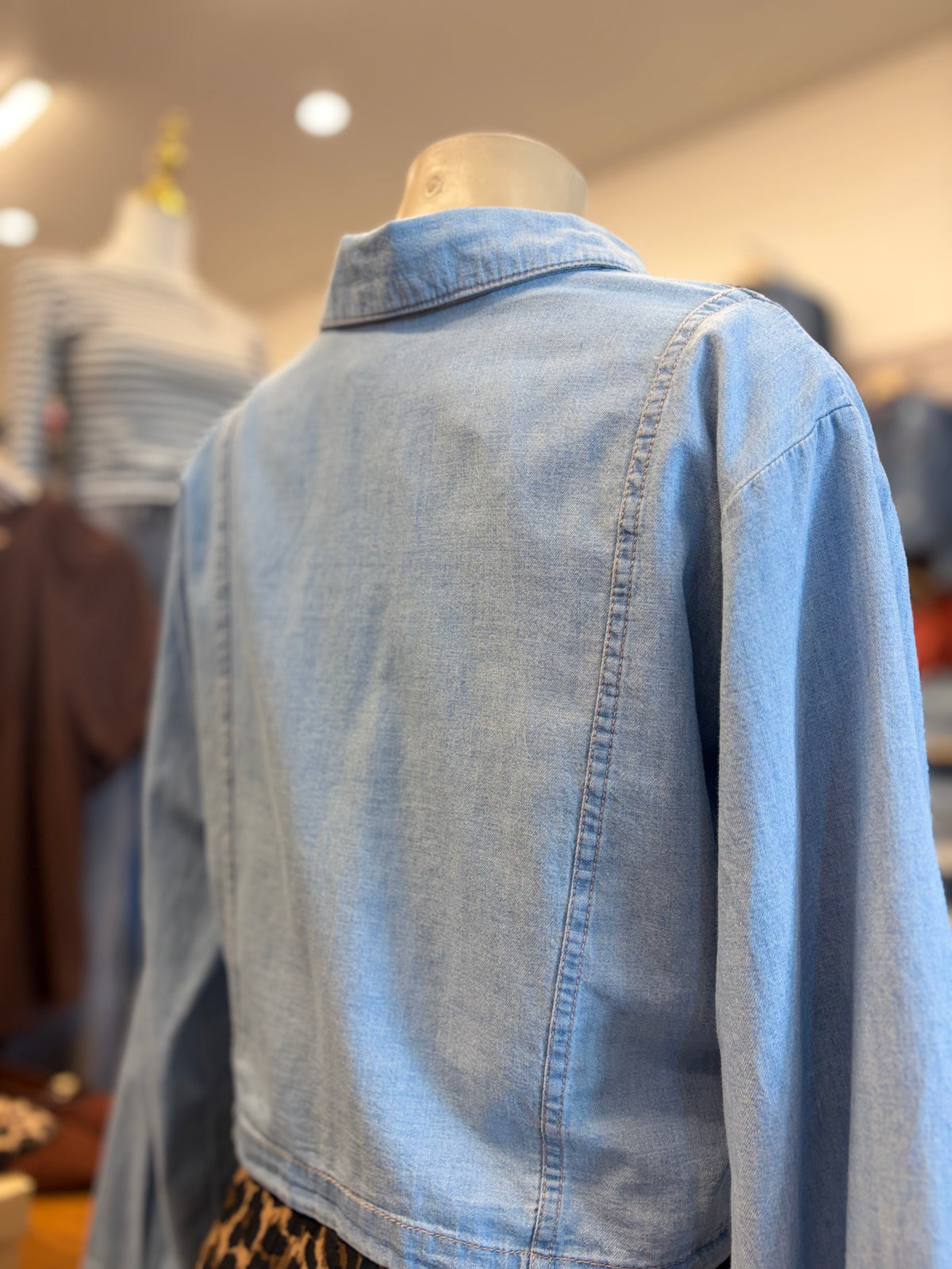 Denim button down collared crop top
