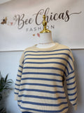 Butter yellow/Blue crewneck sweater