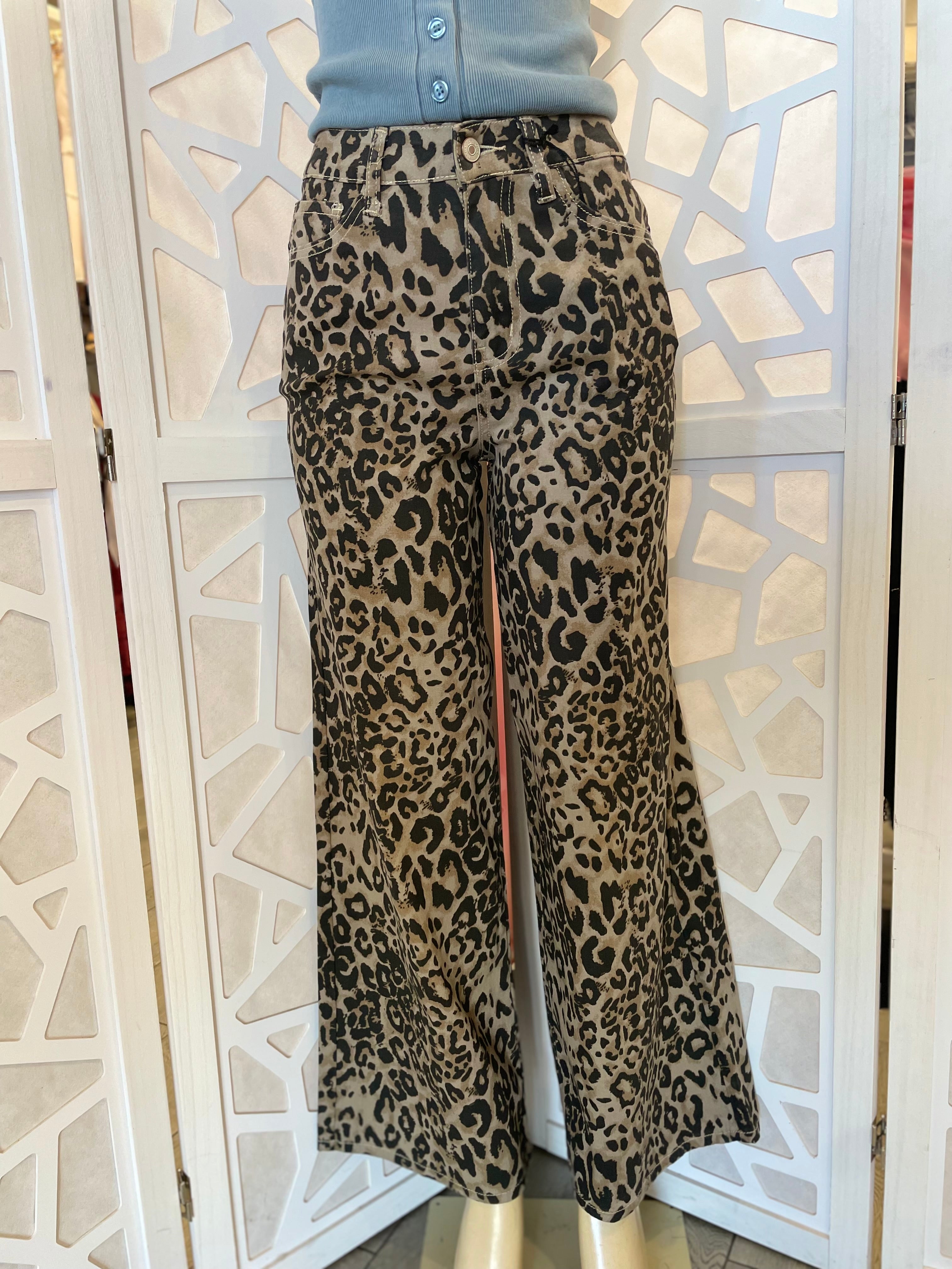 Leopard Print Wide Leg Pants