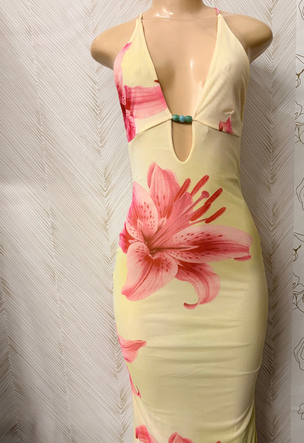 Yellow Lily Detail Maxi Dress