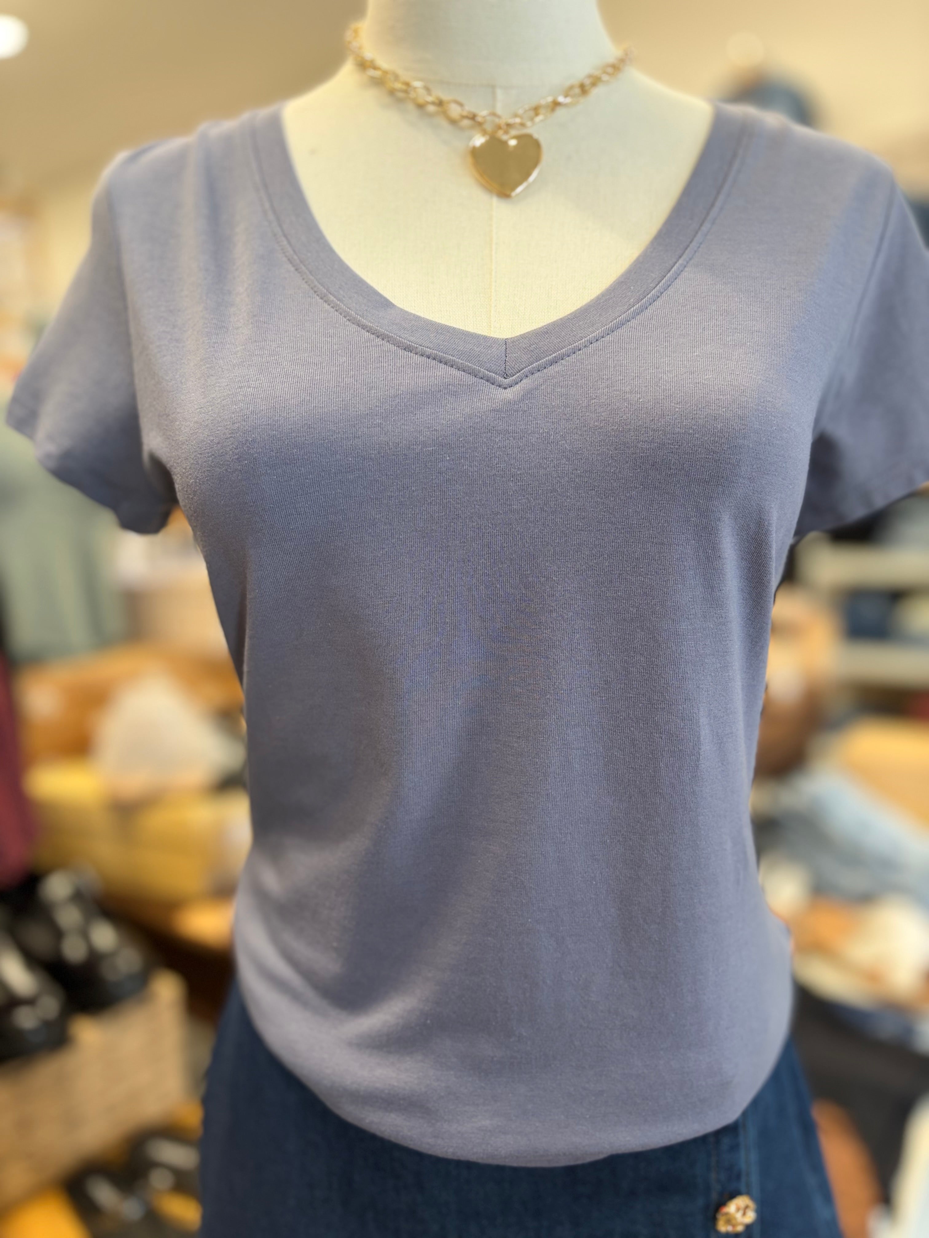 Indigo Relaxed V Neck Tee