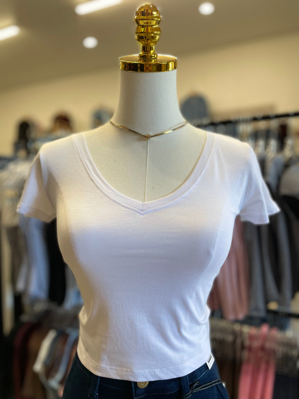 White V Neck Crop Top