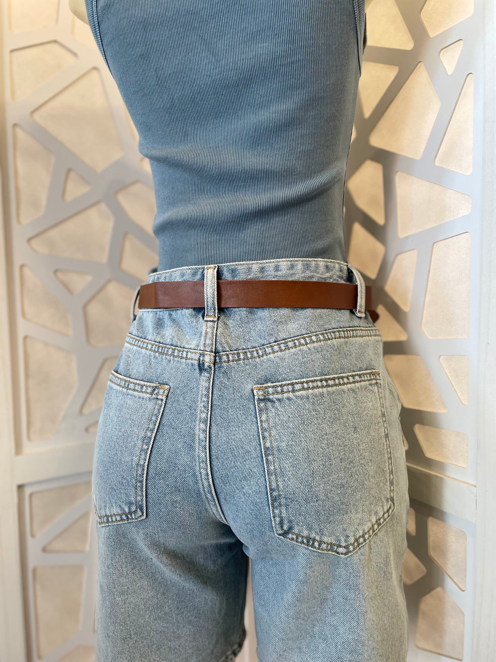High waisted Belted Denim Jean Shorts