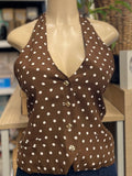 Mocha Polka Dot Halter Top