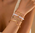 Gold pearl bracelet set