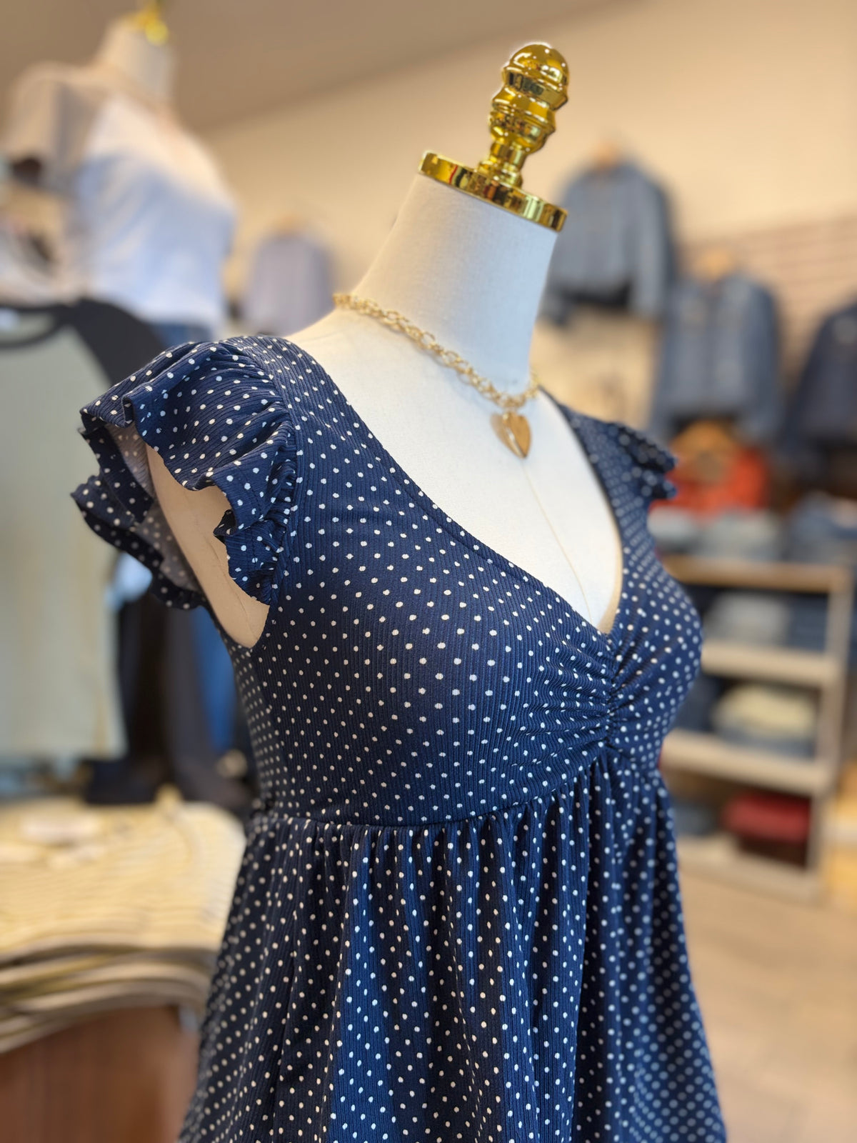 Navy Top W/Tie Back detail