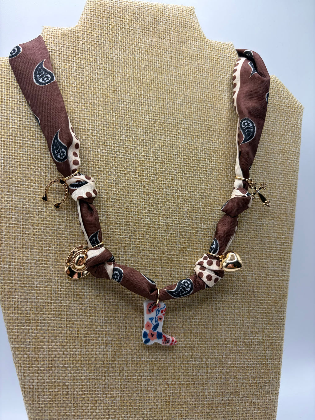 Brown Western Scarf Necklace