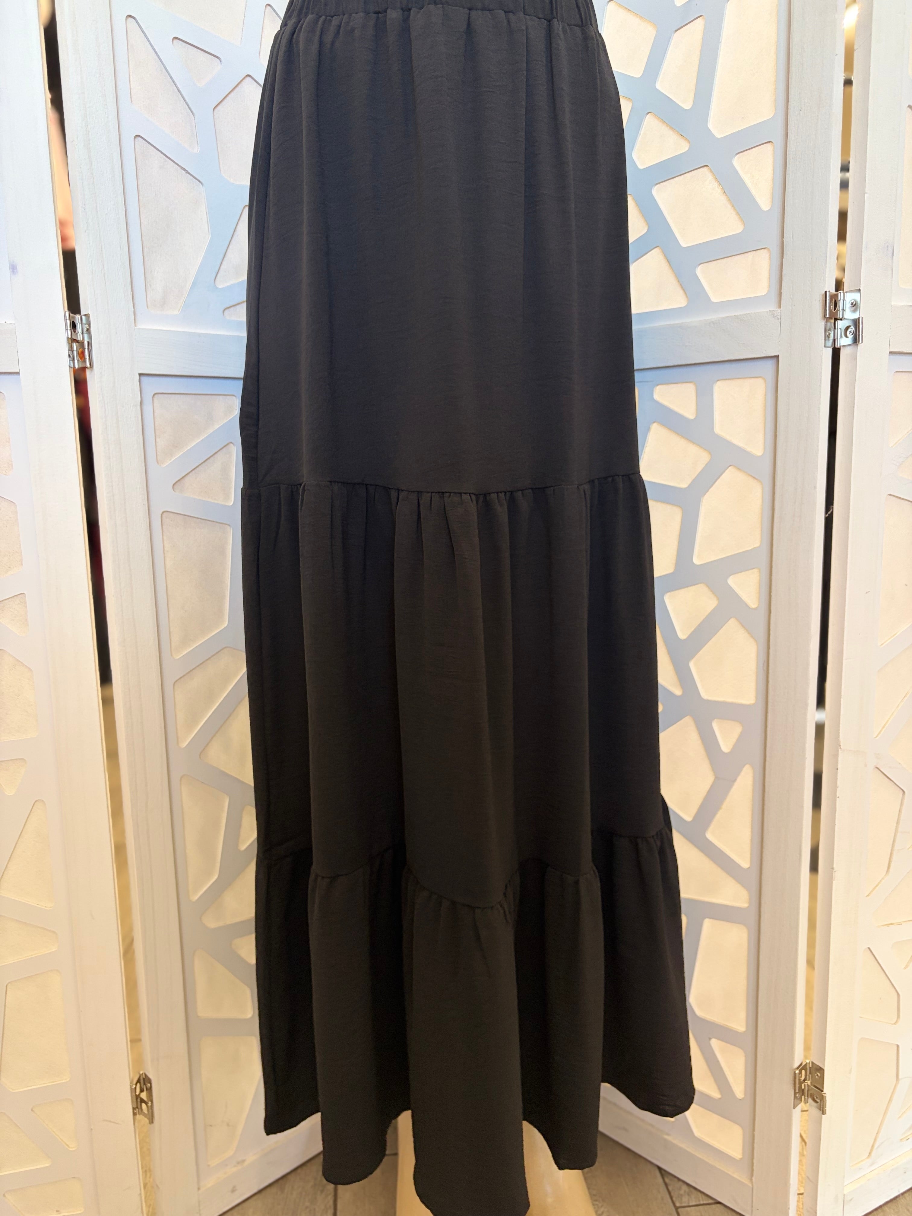 Black Boho Maxi Skirt