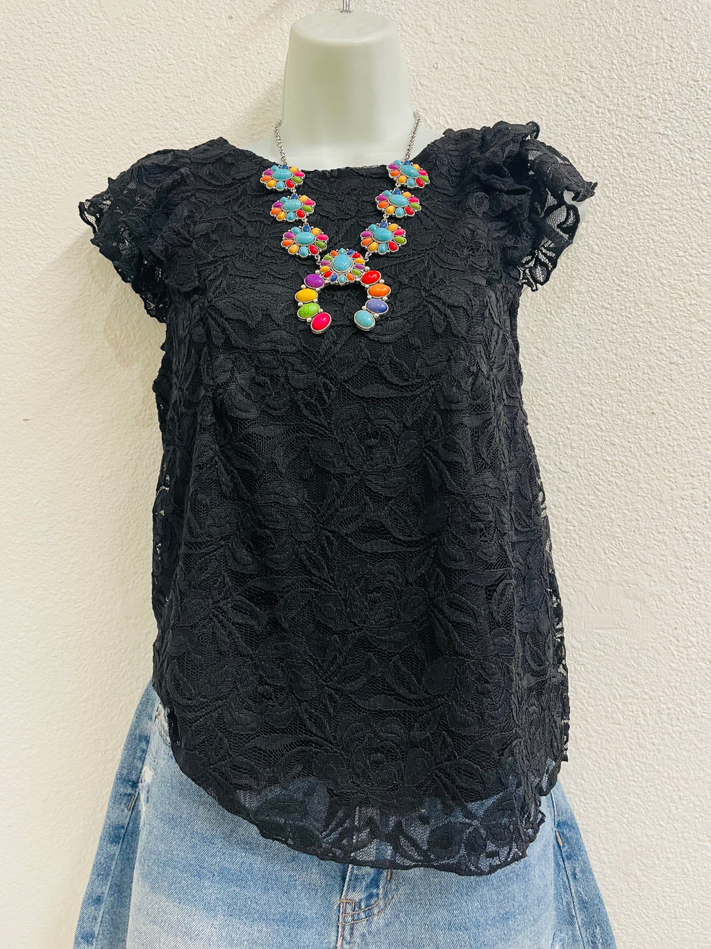 Floral Lace Flutter Sleeve Top