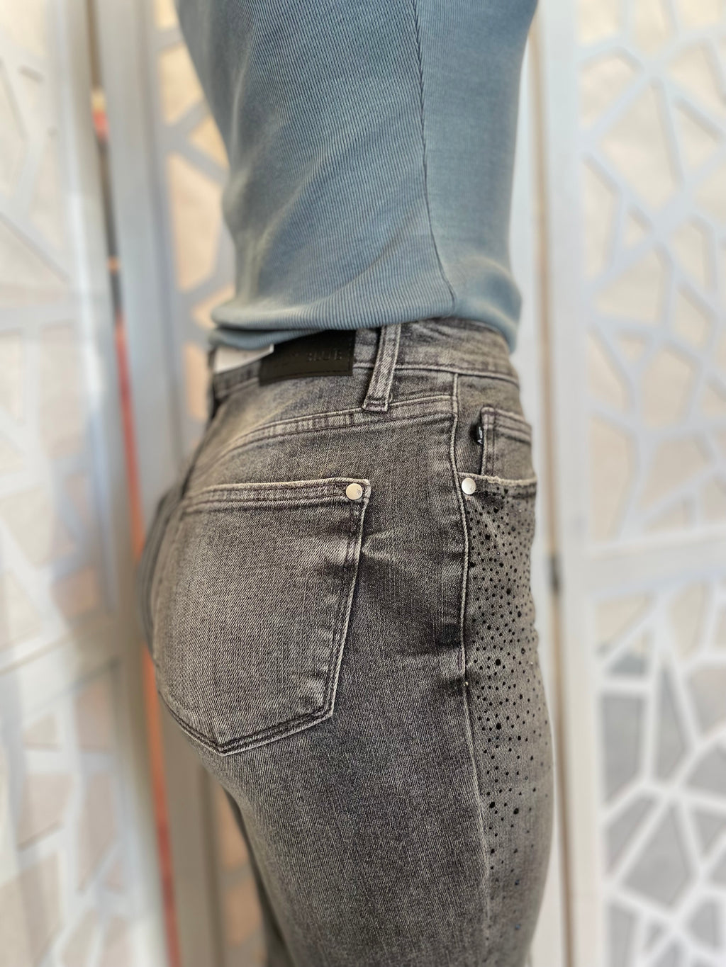 JB Grey HW Rhinestone Straight